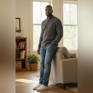 Eddie Bauer Men's Brown 100% Cotton Sweater